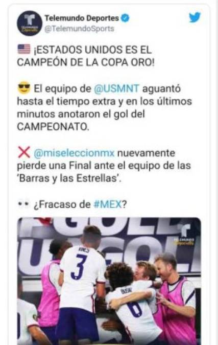 México perdió anteriormente la Liga de Naciones a manos de Estados Unidos y ahora ha caído en la Copa Oro. Los norteamericanos se han convertido en la bestia negra de los mexicanos.
