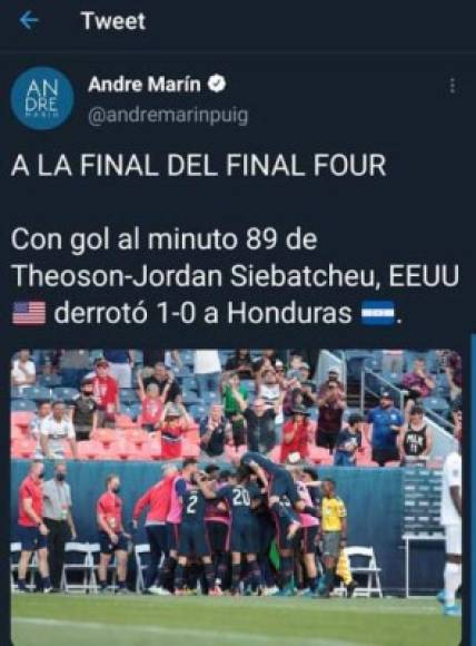 El periodista Andre Marín y sus palabras sobre la derrota de Honduras ante EUA.