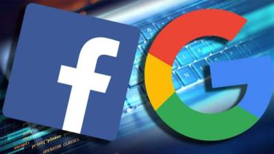 Los logos oficiales de Facebook y Google.