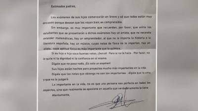 La emotiva carta se viralizó por las redes sociales.