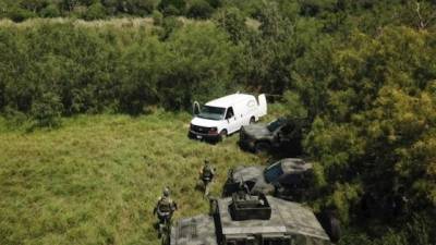 Integrantes de la Guardia Nacional y Servicios Periciales patrullan el 16 de agosto de 2020, en Ciudad Victoria estado de Tamaulipas (México). EFE/Str