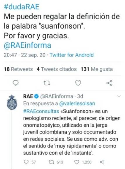 Hasta la RAE dio su definición de la palabra 'Suánfonson', aunque la atribuyó a Colombia y no a Venezuela de donde es su creador.