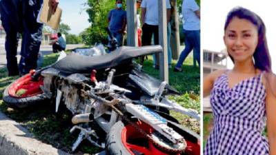 La motocicleta en la que viajaba la pareja quedó en la mediana del bulevar.