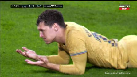 Christensen lamentando el gol en propio arco.