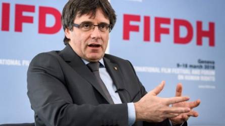 Carles Puigdemont, el ex presidente de Cataluña, este domingo en Ginebra, Suiza. Foto AFP.