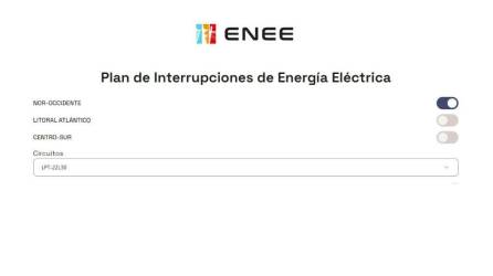 Interfaz para ver el “Plan de Interrupciones” de la Enee.