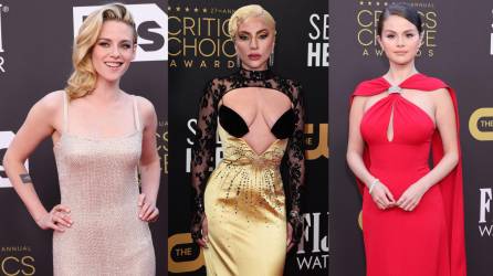 Kristen Stewart, Lady Gaga y Selena Gómez arribaron esta noche a la alfombra roja de los Critics’ Choice Awards. Las famosas, al igual que otras estrellas, destacaron por sus elegantes, pero a la vez arriesgados atuendos.