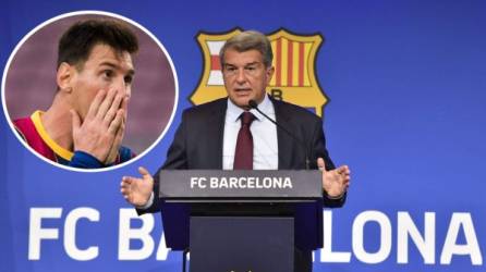 Joan Laporta dio la cara por la salida de Messi del Barcelona. Foto AFP
