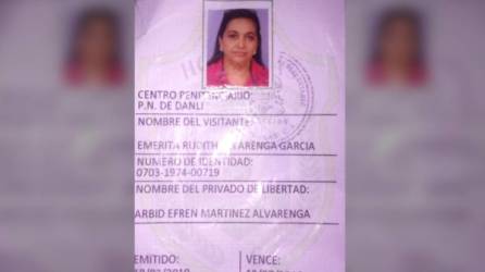 Autoridades le decomisaron el carnet de visita a Emerita Alvarenga García.