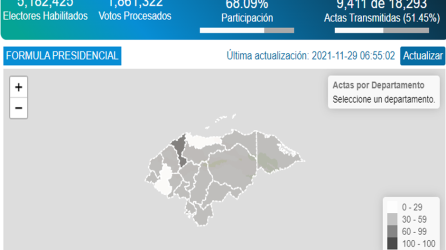 Captura de pantalla del portal del CNE con los resultados de la elección presidencial.
