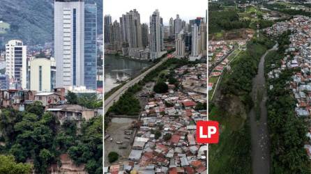 Lujosos edificios o amplias, modernas y ostentosas residencias se levantan al lado de barriadas precarias o asentamientos improvisados en ciudades como Tegucigalpa (Honduras), Ciudad de Panamá (Panamá) y San José (Costa Rica). Texto: EFE