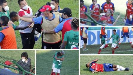 Las imágenes de la victoria del Marathón (3-1) contra el Olimpia en el partido de ida de la final de grupos para definir al ganador de las vueltas regulares del Torneo Apertura 2020 de Honduras. Fotos Neptalí Romero