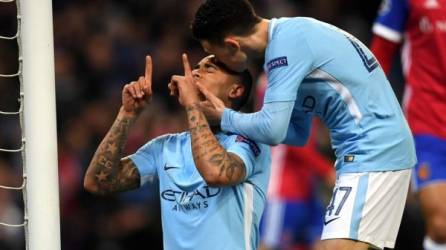 Gabriel Jesús marcó el gol del Manchester City contra el Basilea en el Etihad Stadium. Foto AFP