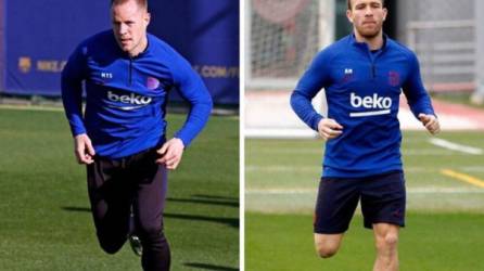 El arquero alemá Ter Stegen y el brasileño Arthur.