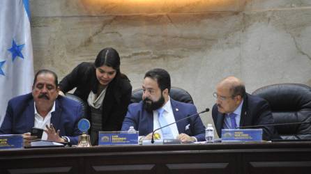 Fotografía muestra al presidente del Congreso Nacional de Honduras, Luis Redondo (centro).