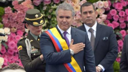 El abogado Iván Duque juró hoy como presidente de Colombia para el periodo 2018-2022 en una ceremonia que se celebra en la Plaza de Bolívar, en el centro de Bogotá./AFP.