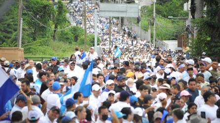 La protesta fue convocada por los opositores al Gobierno de la presidenta Xiomara Castro.