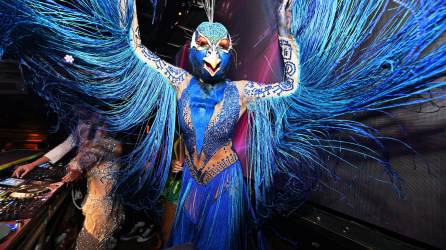 La modelo alemana Heidi Klum realizó este martes 31 de octubre su 22 fiesta anual de Halloween en donde cada año se corona como la reina de la festividad. Su disfraz de Halloween se convierte en el más esperado,y este año ha optado por ser un pavo real y lo ha hecho acompañada por 10 bailarines del Circo del Sol.