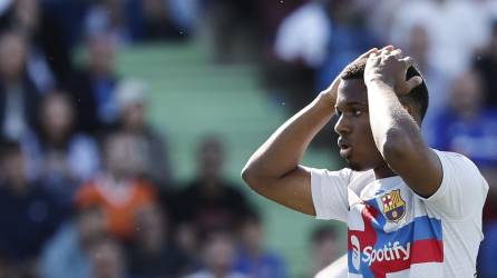 Ansu Fati lamentando una ocasión en el empate sin goles del Barcelona contra Getafe.