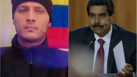 Óscar Pérez, el policía buscado por terrorismo en Venezuela y el presidente de Venezuela, Nicolás Maduro. Foto: Captura video/Archivo