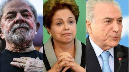 Los expresidentes brasileños, Lula da Silva, Dilma Rousseff y Michel Temer.