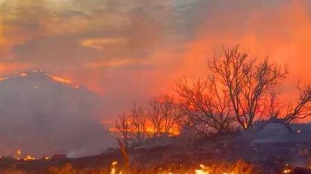 Vista del megaincendio en Texas, Estados Unidos.