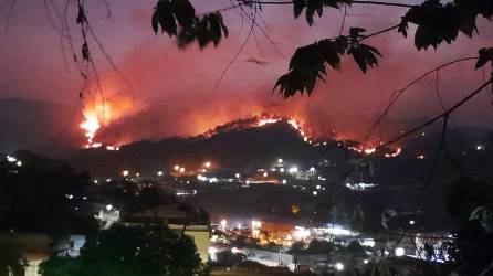 Ciudadanos captaron desde sus hogares las dimensiones del incendio que redujo a cenizas un gran porcentaje de bosque de pino del sitio denominado El Orégano.