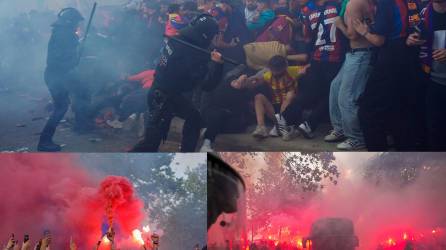 Varios incidentes ocurrieron en las afueras del estadios y llegada de los dos equipos en el estadio Lluís Companys.