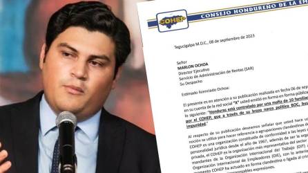Comunicado del Consejo Hondureño de la Empresa Privada (Cohep) sobre las declaraciones de Marlon Ochoa.