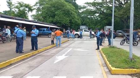 Toma de carretera en Copán Ruinas, occidente de Honduras.