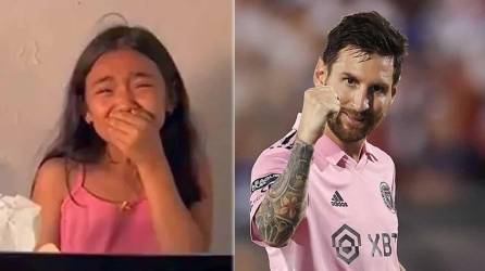 La niña aficionada de Messi rompió a llorar cuando recibió de regaloo un boleto para el partido El Salvador-Inter Miami.