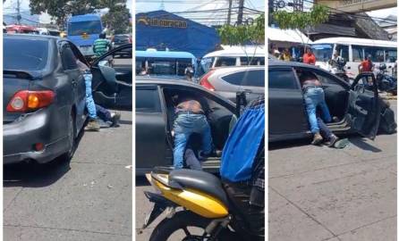 Tras un choque, conductores se fueron a los golpes en Comayagüela. Uno de los involucrados aparentemente sacó una arma de fuego, por la que otros pobladores forcejearon con él para evitar una tragedia.