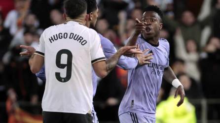 Vinicius se encaró con Hugo Duro, quien le reclamó por su festejo en el segundo gol que marcó ante Valencia.