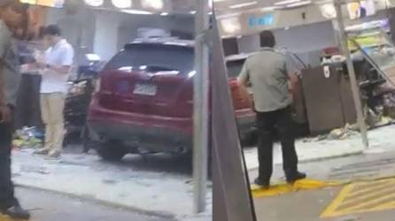 Vehículo tras impactar dentro del StarMart de gasolinera en Circunvalación.