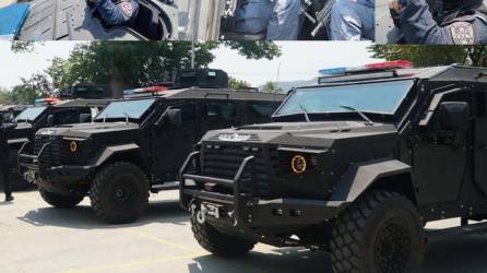 La Policía Nacional de Honduras exhibió este miércoles cuatro Black Mamba Sandcat más que llegaron a San Pedro Sula para combatir la delincuencia y el narcotráfico en el país.