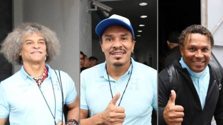 La llegada de las grandes leyendas del fútbol catracho, famosos en la previa del partido de despedida para Rambo de León.