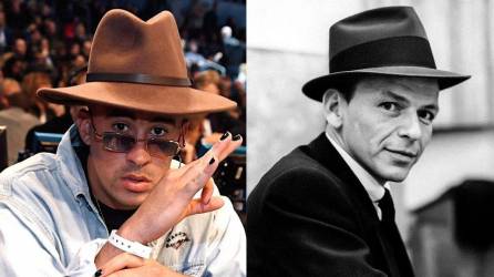 Los cantantes Bad Bunny y Frank Sinatra.