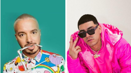 Los cantantes J Balvin y Ryan Castro.