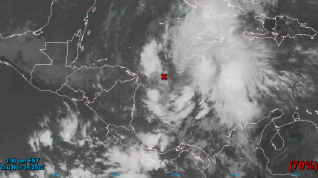 Localización del sistema de baja presión, el cual el NHC prevé que se formará en tormenta tropical.