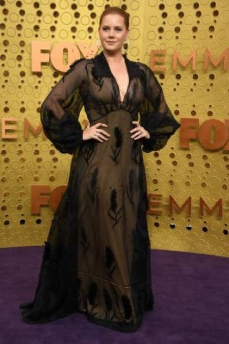 La actriz Amy Adams en un vestido de encaje transparente.