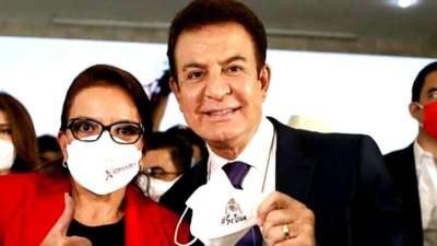 Nasralla junto a Castro, virtual ganadora del nivel presidencial en Honduras.