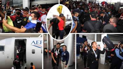 El plantel del Olimpia volvió a Honduras tras ganar el título de la Liga Concacaf ante Alajuelense en Costa Rica y fue recibido por una multitud de aficionados olimpistas en el aeropuerto Toncontín de Tegucigalpa.