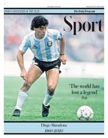 The Daily Telegraph - 'El mundo ha perdido una leyenda', destaca el diario inglés las palabras de Pelé sobre la muerte de Maradona.