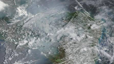 Toma satelital de Honduras, golpeada por los altos niveles de contaminación y la ola de calor.