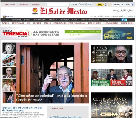 Medios internacionales dan el últimos adiós a Gabriel García Márquez