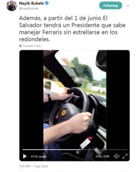 Con sus 37 años de edad, el presidente más joven de un país de América Latina llega al poder con la promesa de hacer 'política diferente' tras acabar con la hegemonía de Arena y el FMLN. Fiel a su estilo, también provoca a los ex mandatarios salvadoreños que enfrentan procesos legales por corrupción.