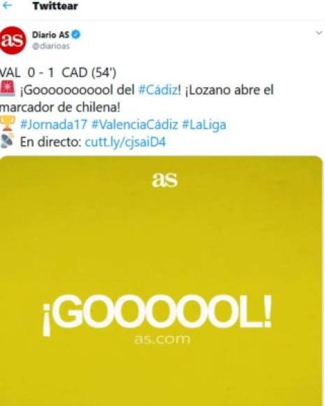 Diario AS de España también destacó el gol del Choco Lozano.