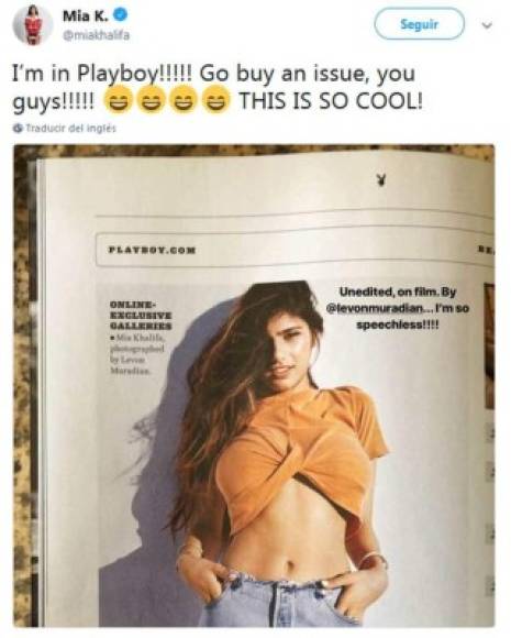 La libanesa posó para Playboy en un hecho que dejó con la boca abierta a sus casi 6 millones de seguidores en Instagram. 'Estoy en Playboy, ¡vayan por un ejemplar!', dijo la ex estrella porno, ahora toda una conejita.