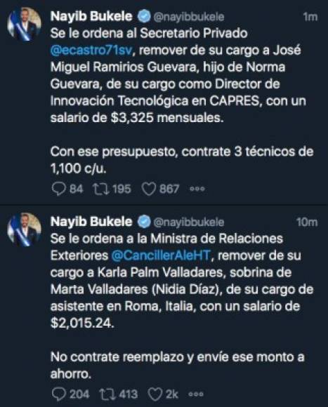 Bukele, un presidente millennial, utilizó las redes sociales para ordenar los despidos de varios funcionarios, y el #Seleordena se convirtió en tendencia.