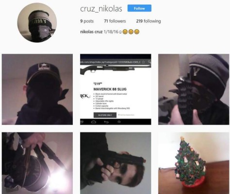 Nikolas Cruz, atacante de Florida, presumía de armas en Instagram